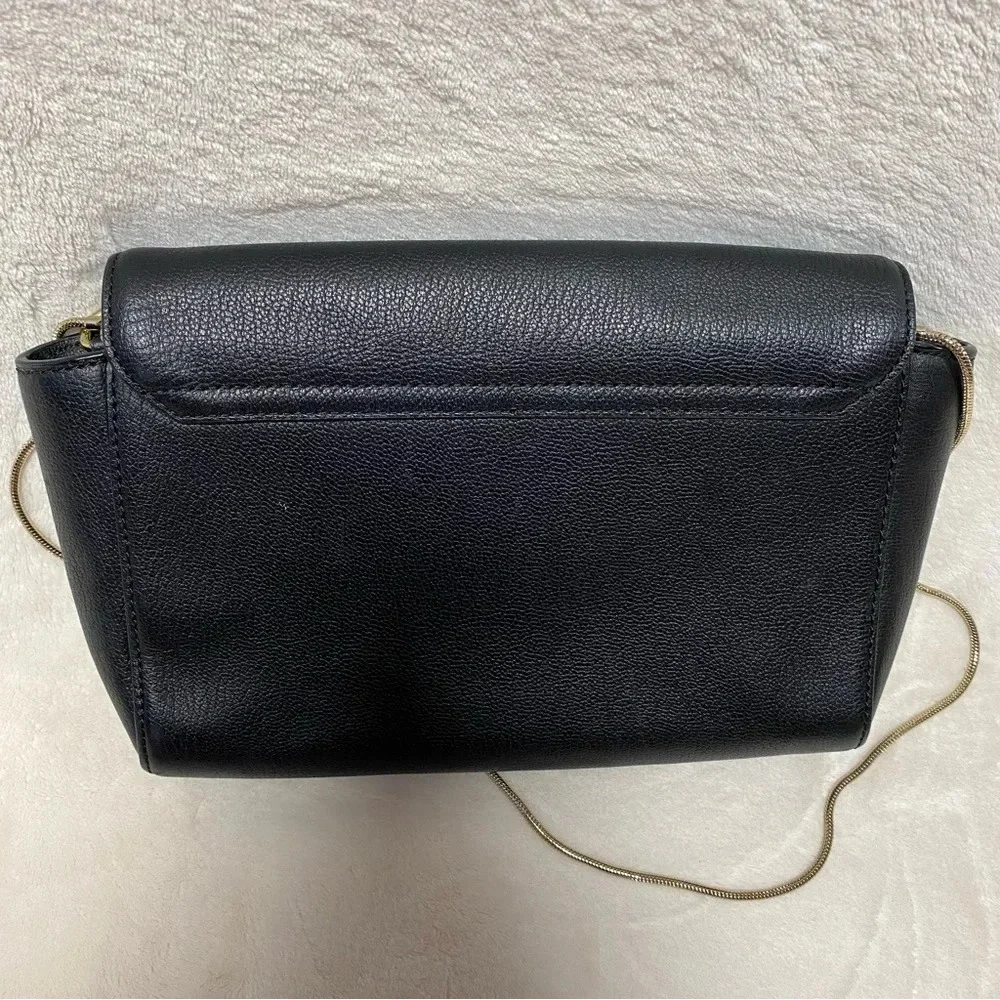 Kate Spade Jill Longacre Couth Black Leather Shoulder Bag Handbag‎ Chain Strap